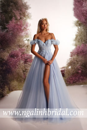 ICY BLUE FLORAL GOWN
